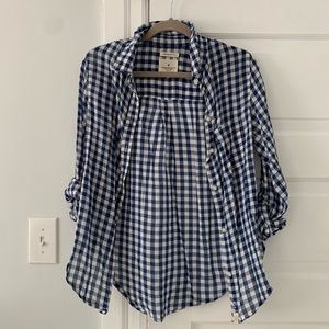 blue & white checkered button down